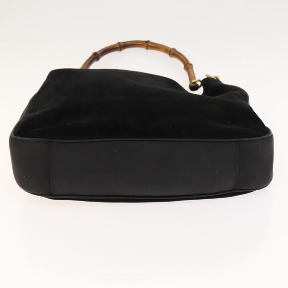 GUCCI Bamboo Shoulder Bag Suede Black Gold 001 1577 001 1577 - Picture 9 of 16